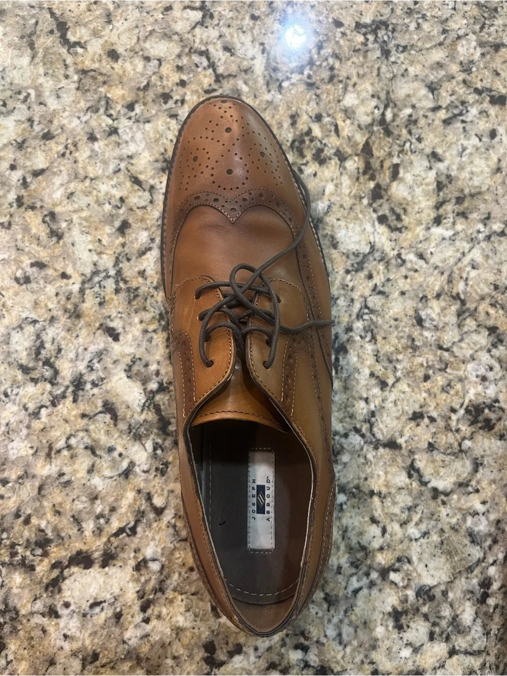 Joseph Abboud Brown Leather Wingtip Derby Oxfords Tie Classic Mens Size 12